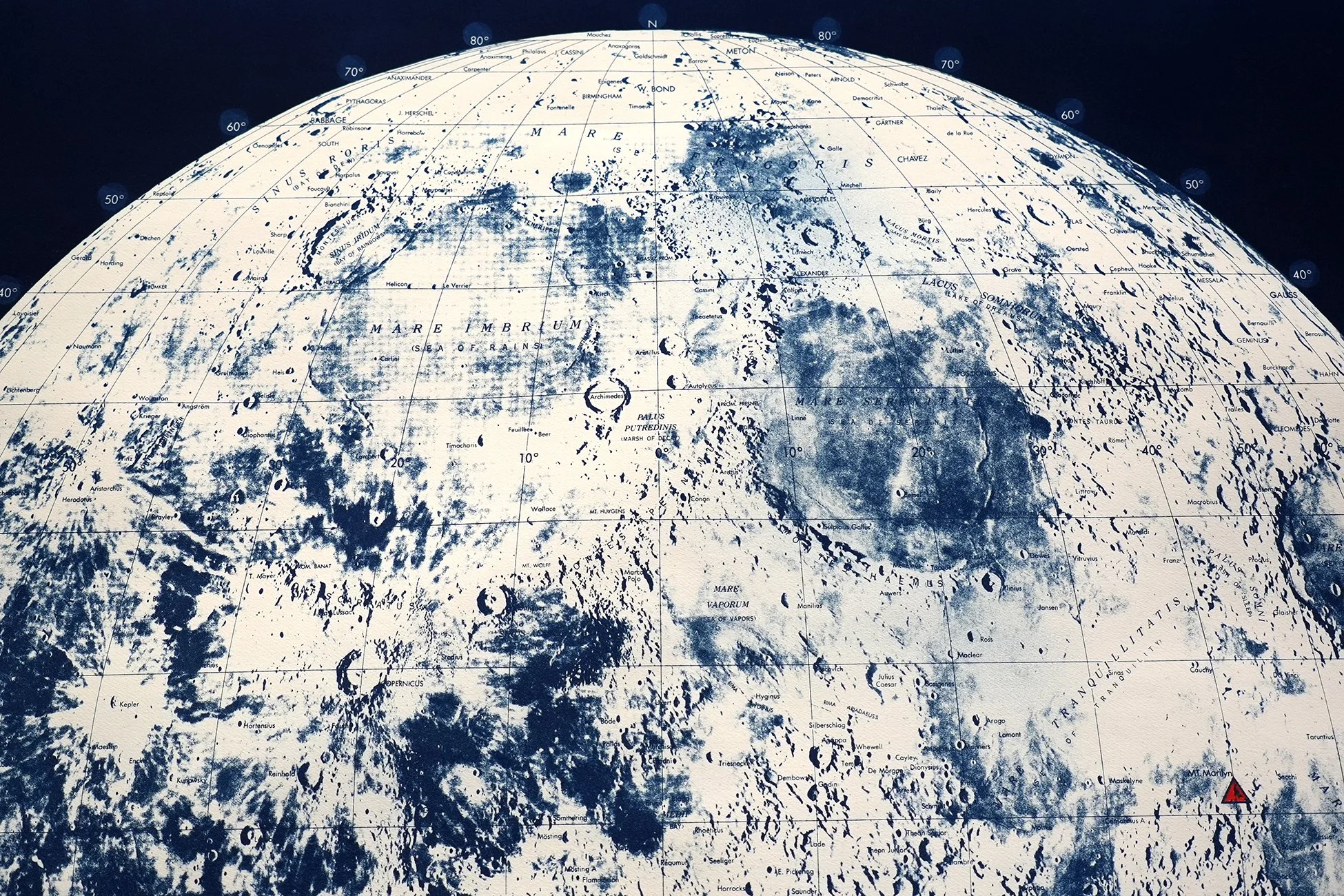 新品未使用⭐︎MARILYN MOON Unframed Xtra Large Mt. Marilyn Lunar Map Signed by Captain Jim